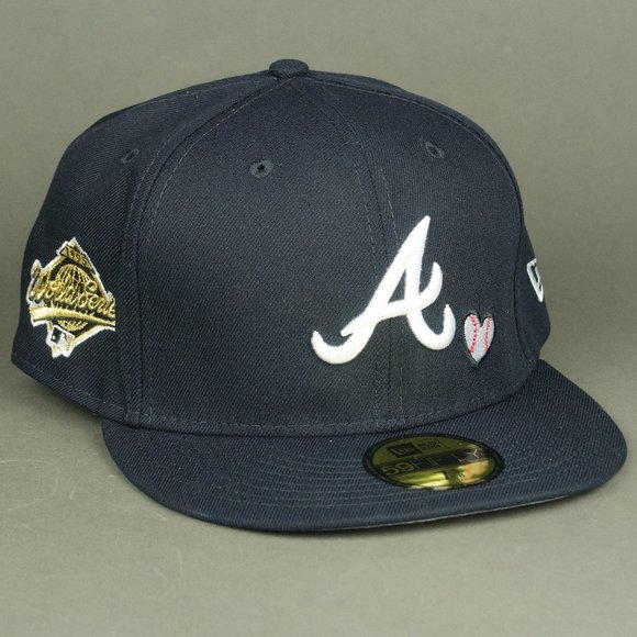 New Era 59Fifty MLB Atlanta Braves Team Heart Love Hustle Game Fitted Hat 7 5/8 - Picture 1 of 12